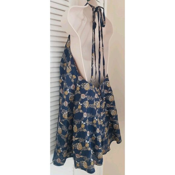 NEW FREE PEOPLE CHIARA FLORAL JACQUARD ROMPER IN BLUE SMALL - Picture 7 of 11